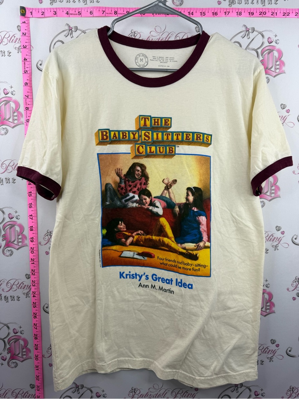 Out of Print the babysitters club tee Cream Ringer T-Shirt with Maroon Trim